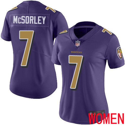 Baltimore Ravens Limited Purple Women Trace McSorley Jersey NFL Football #7 Rush Vapor Untouchable->women nfl jersey->Women Jersey